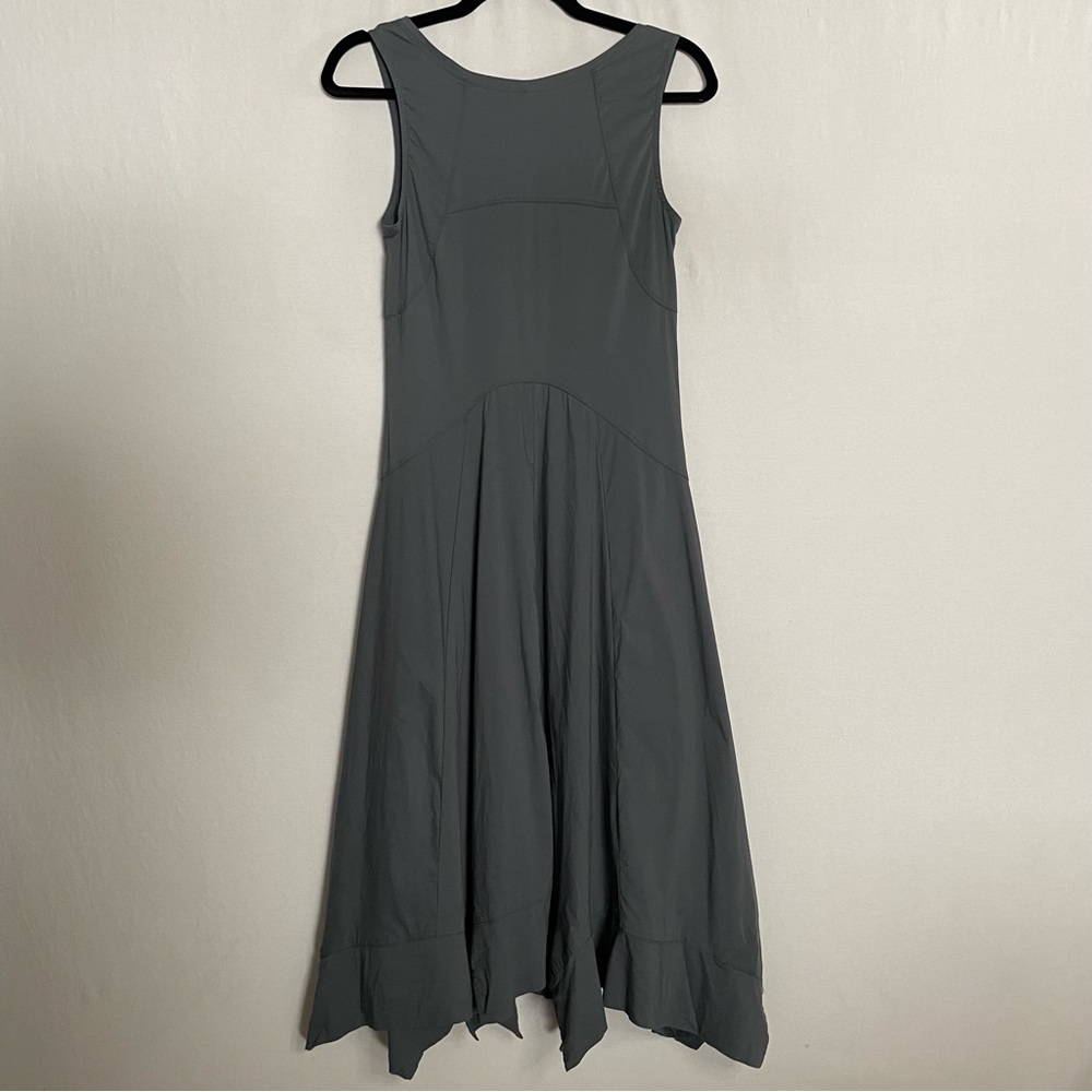 Porto-sf San Francisco Lagenlook Artsy Jagged Hemline Midi Dress Soft Stretchy